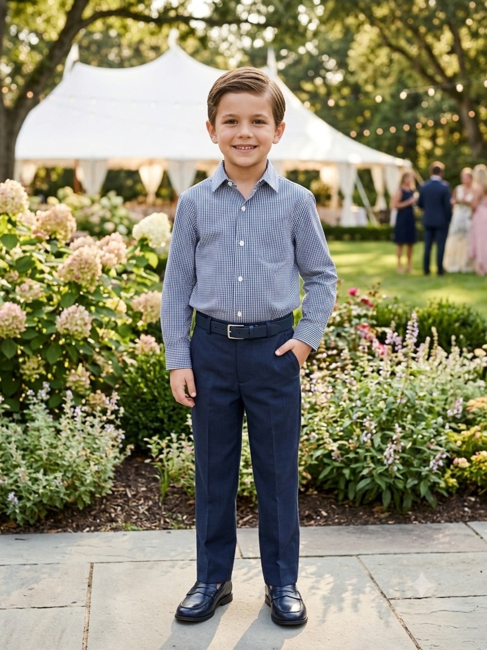Take 50% OFF- Nautica Boys Navy & White Gingham Button-Down Shirt, Size-6